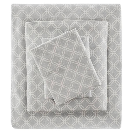 Imageware Systems Cozy Flannel Sheet Set, Grey Geo - Twin Extra Large TN20-0240